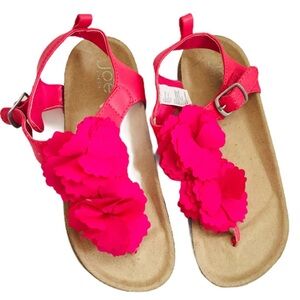 JOE FRESH Toe Post Sandals With Floral Corsage Detail Hot Pink Girl Size 1